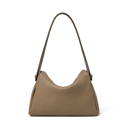 Nonchalant Lychee-Grain Genuine Leather Crossbody Hobo Bag