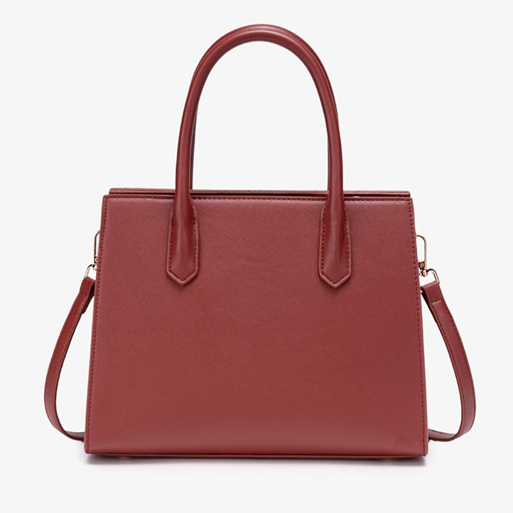 Classic Jacquard Vegan Eco-Leather Satchel Clutch Bag With Metal Charm