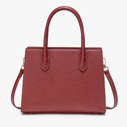 Classic Jacquard Vegan Eco-Leather Satchel Clutch Bag With Metal Charm
