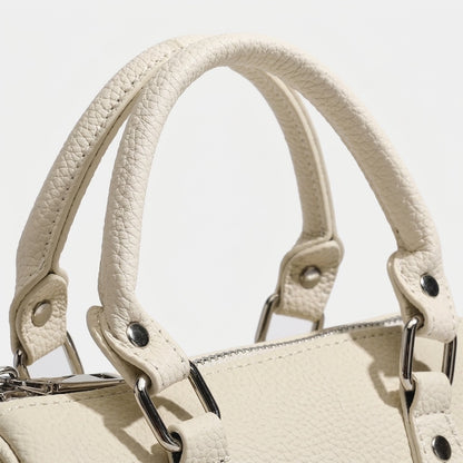 Geantă clutch retro luxoasă din piele autentică granulată, tip Boston