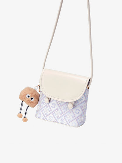 Refined Vegan Eco-Leather Mini Crossbody Bag with Lovely Charm