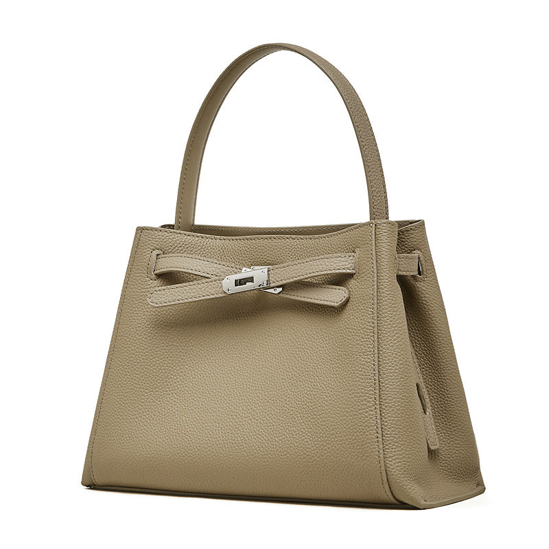 Ampia borsa tote a secchiello versatile in vera pelle Kelly sofisticata