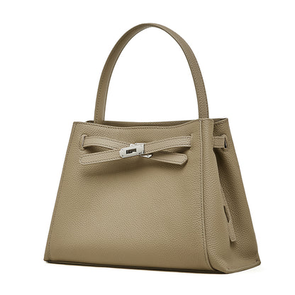 Ampia borsa tote a secchiello versatile in vera pelle Kelly sofisticata