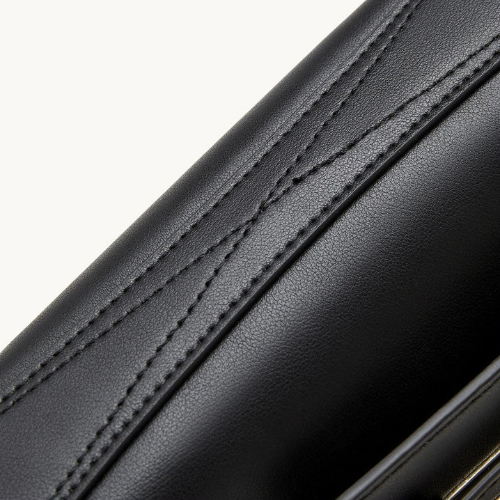 The Linear Turn-Lock Genuine Leather Bag | Minimalist East-West Handbag