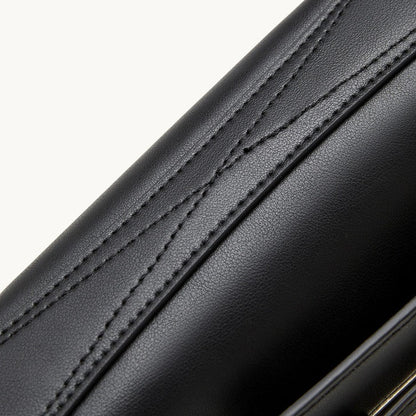 The Linear Turn-Lock Genuine Leather Bag | Minimalist East-West Handbag