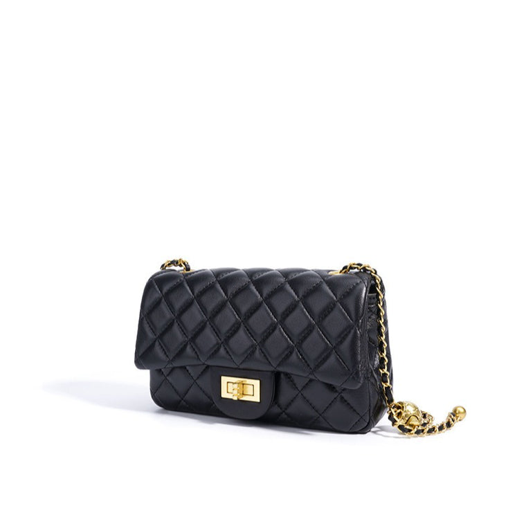 Refined Quilted Genuine Sheepskin Flap Clutch Bag
