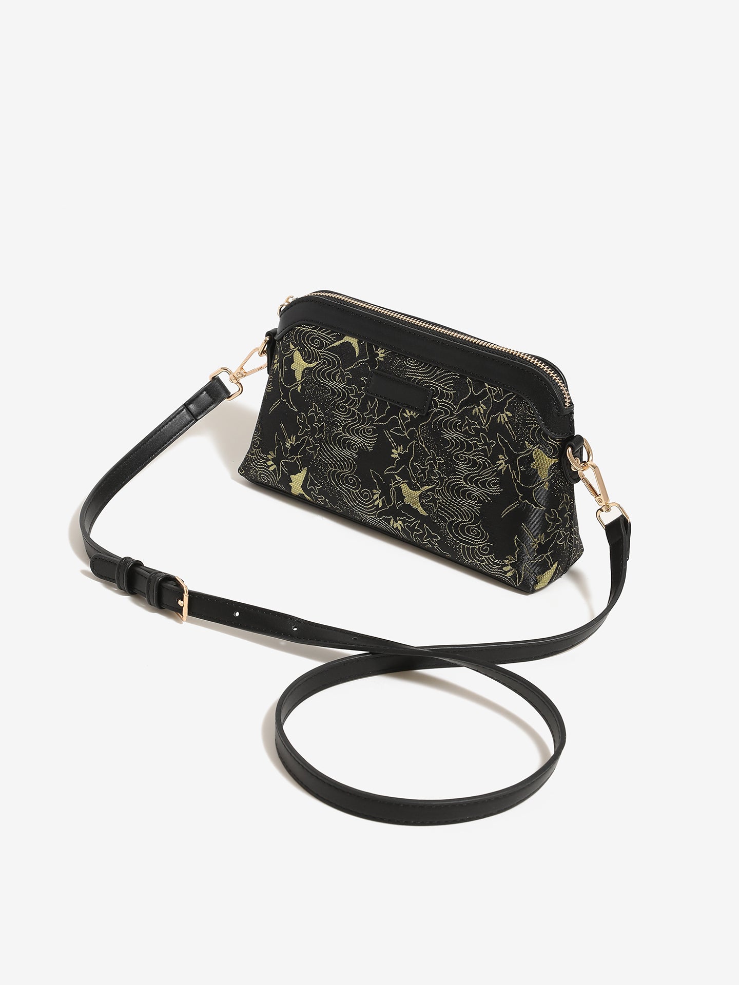 Opulent Crane Pattern Vegan Eco-Leather Clutch Bag