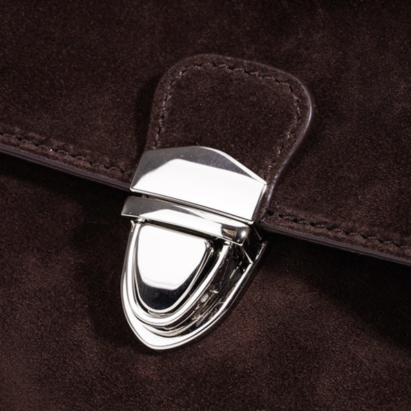 Elegant Suede Genuine Leather Flap Clutch Bag