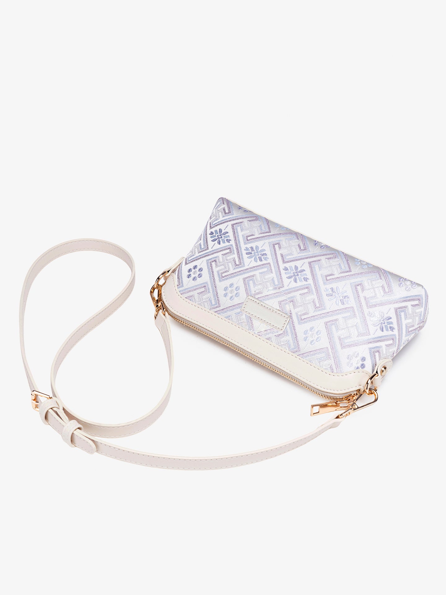 Pastel Oriental Jacquard Vegan Eco-Leather Mini Clutch Bag