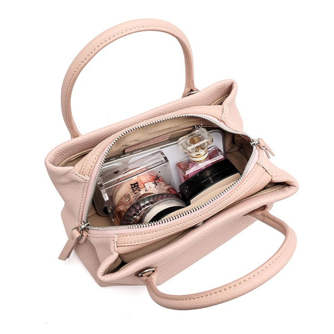 Antique Pebbled Genuine Leather Mini Tote Clutch Bag