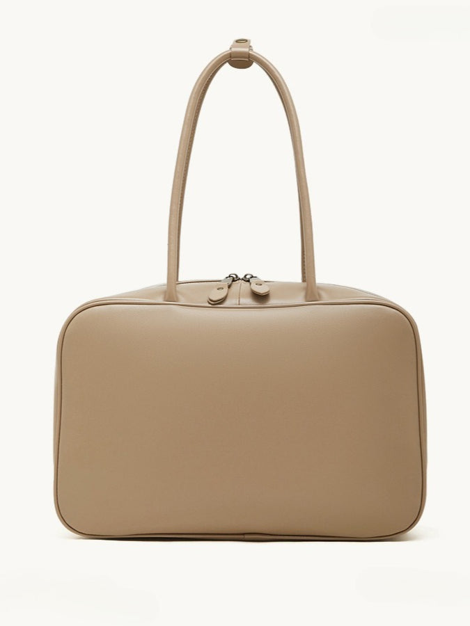 Women's Large Smooth Genuine Leather Bag - Versatile 2-Way Carry Office Work Tote