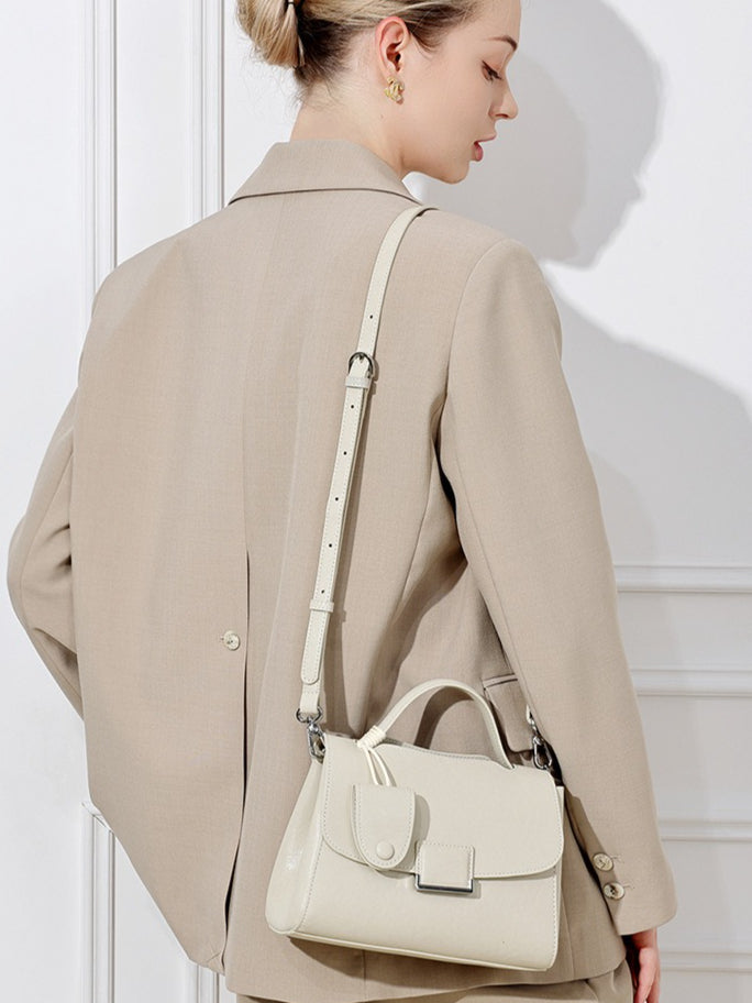 Chic Genuine Leather Square Flap Clutch Bag