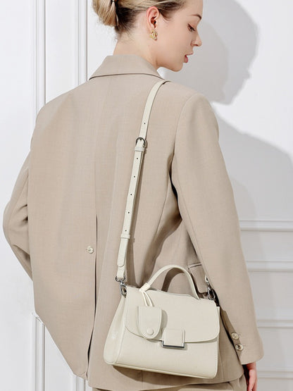 Chic Genuine Leather Square Flap Clutch Bag