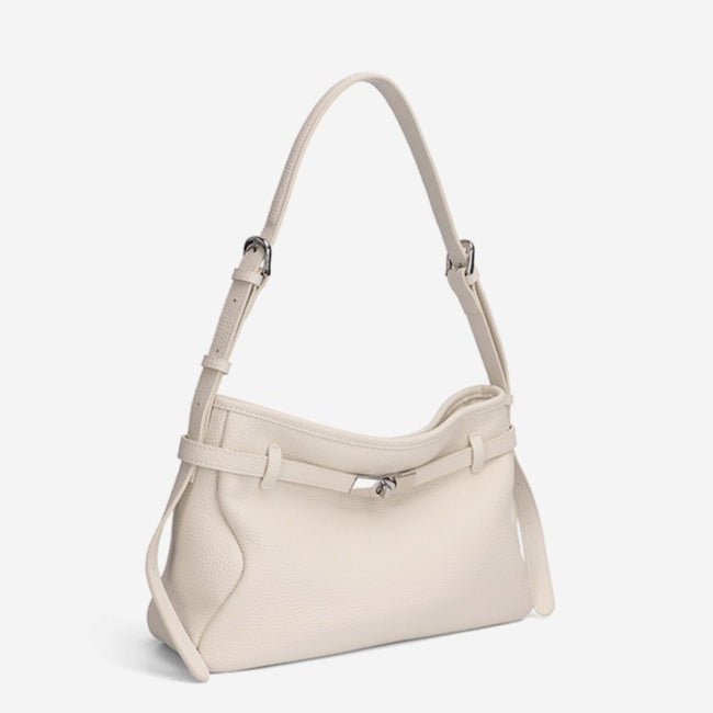 The Parisian Slouchy Genuine Leather Bag - Belted Pebble Leather Hobo