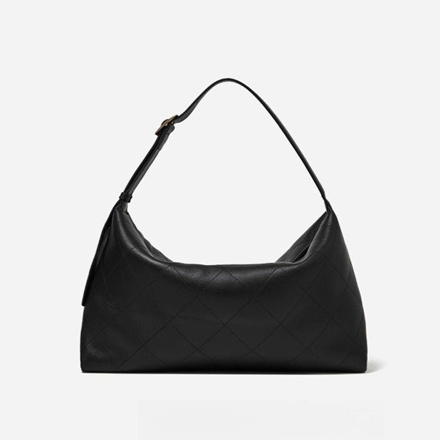 Elegant Quilted Sheepskin Leather Hobo Clutch Bag