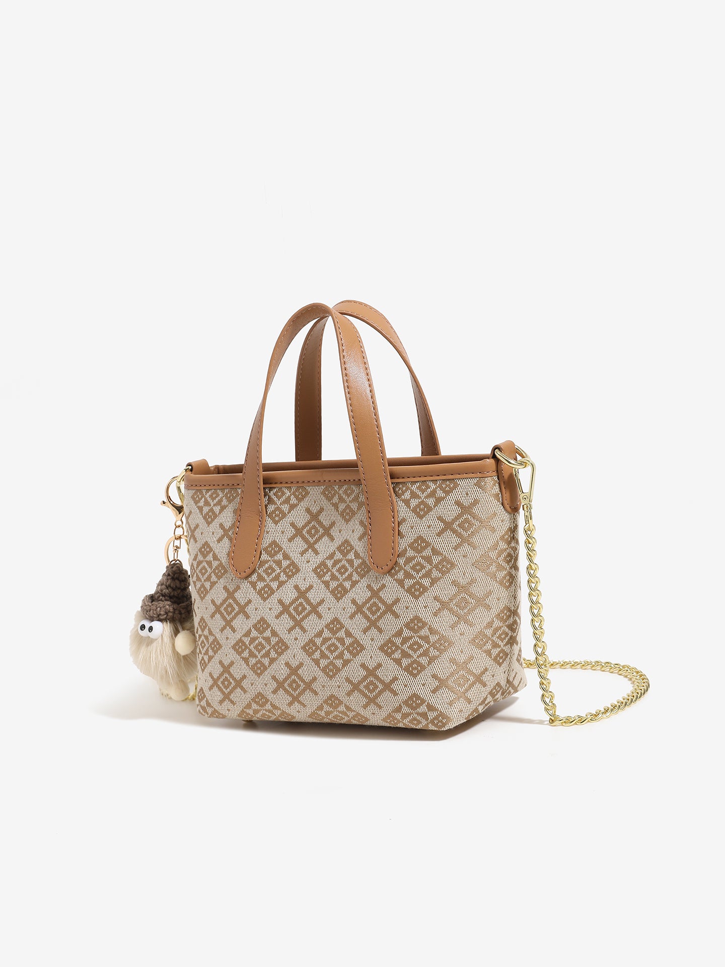 Ornate Monogram Vegan Eco-Leather Mini Tote Clutch Bag