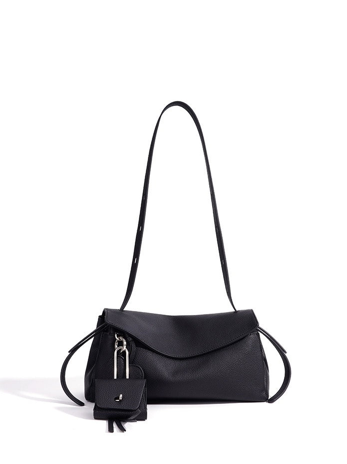 Mellow Pebbled Genuine Leather Flap Clutch Bag with Coin Pouch