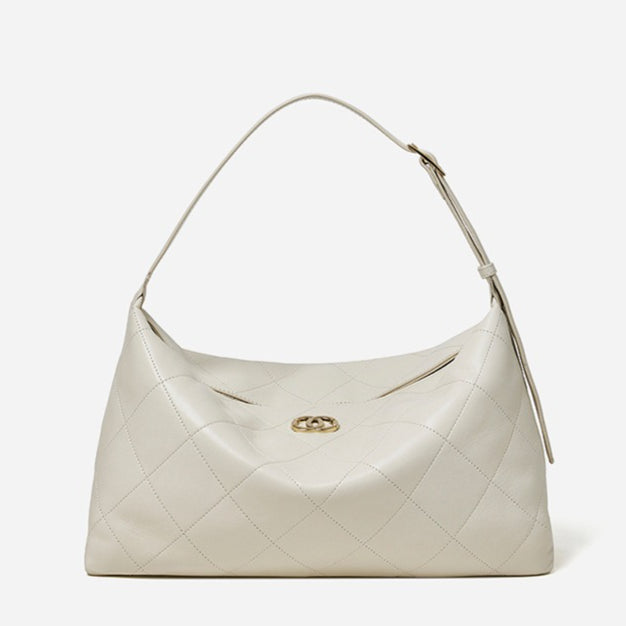 Elegant Quilted Sheepskin Leather Hobo Clutch Bag