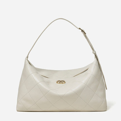 Elegant Quilted Sheepskin Leather Hobo Clutch Bag