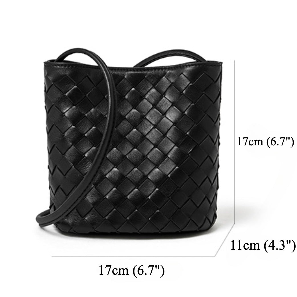 Handgefertigte gewebte Premium-weiche Echtleder-Schafsfell-Umhänge-Bucket Bag