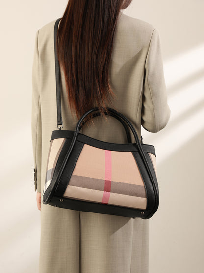 Classic Plaid Vegan Eco-Leather Tote Clutch Bag