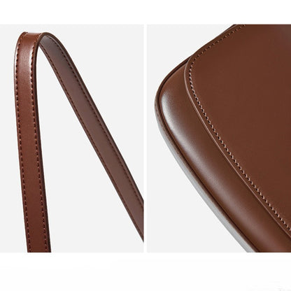 Minimalist Vintage Genuine Leather Baguette Saddle Bag