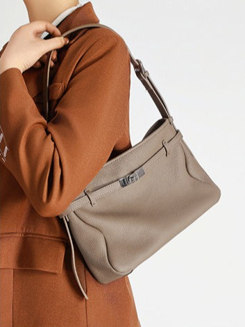 The Parisian Slouchy Genuine Leather Bag - Belted Pebble Leather Hobo