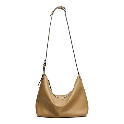Supple Slouchy Genuine Leather Crescent Hobo Clutch Bag