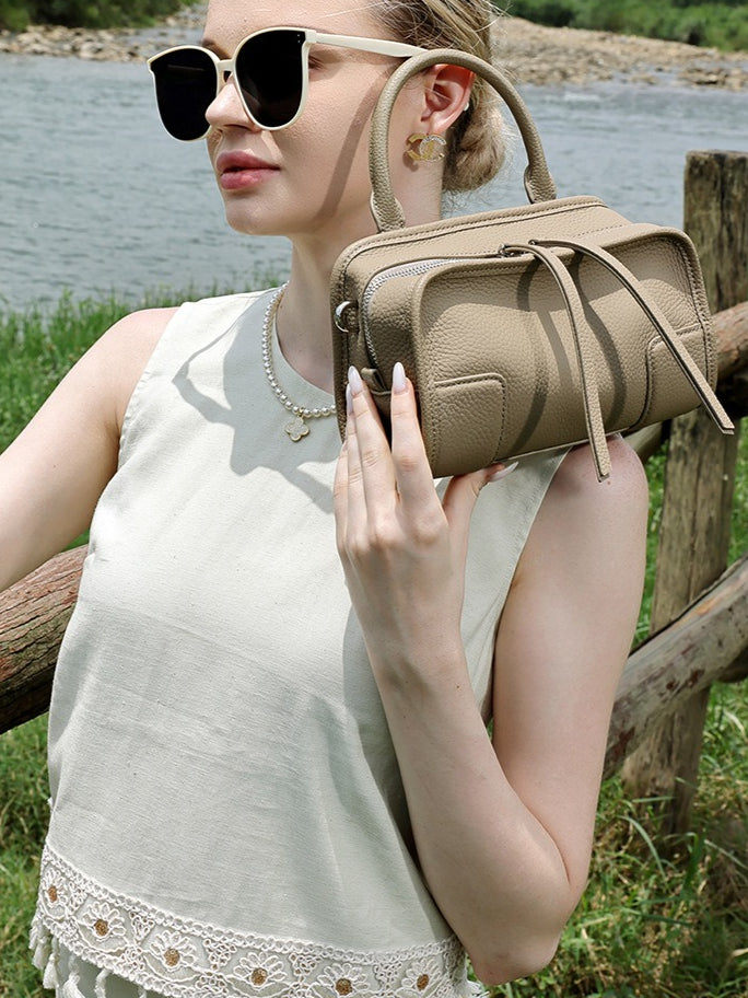 Chic Genuine Leather Boston Clutch Bag