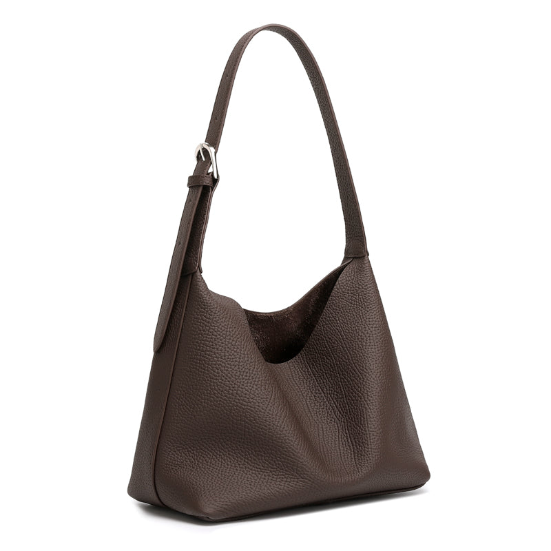 Borsa hobo a secchiello versatile in vera pelle con tracolla regolabile