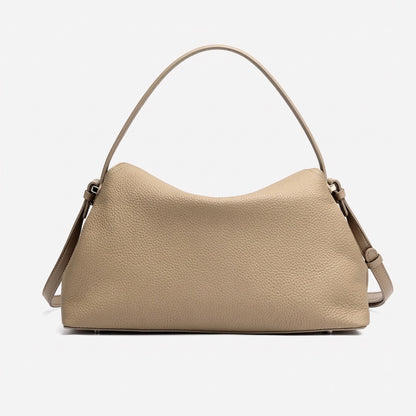 Slouchy Pebbled Genuine Leather Pillow Flip Clutch Bag