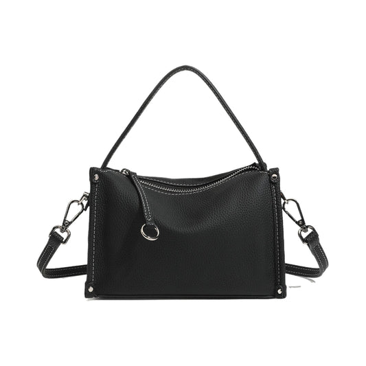 Clean-lined Pebbled Genuine Leather Crossbody Clutch Bag