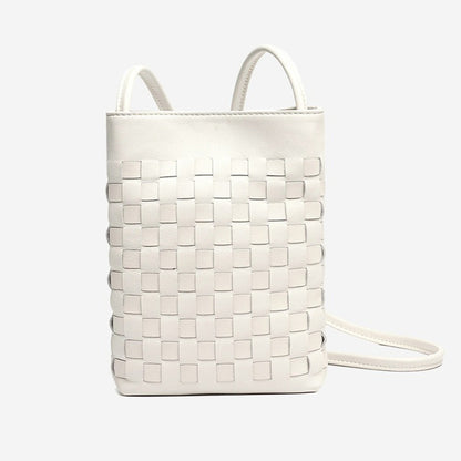Mellow Sheepskin Leather Mini Woven Phone Clutch Bag