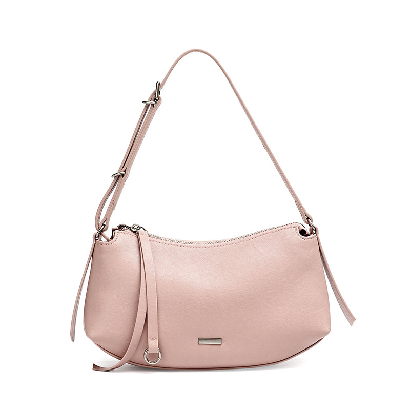 Elegant Genuine Leather Crescent Clutch Bag