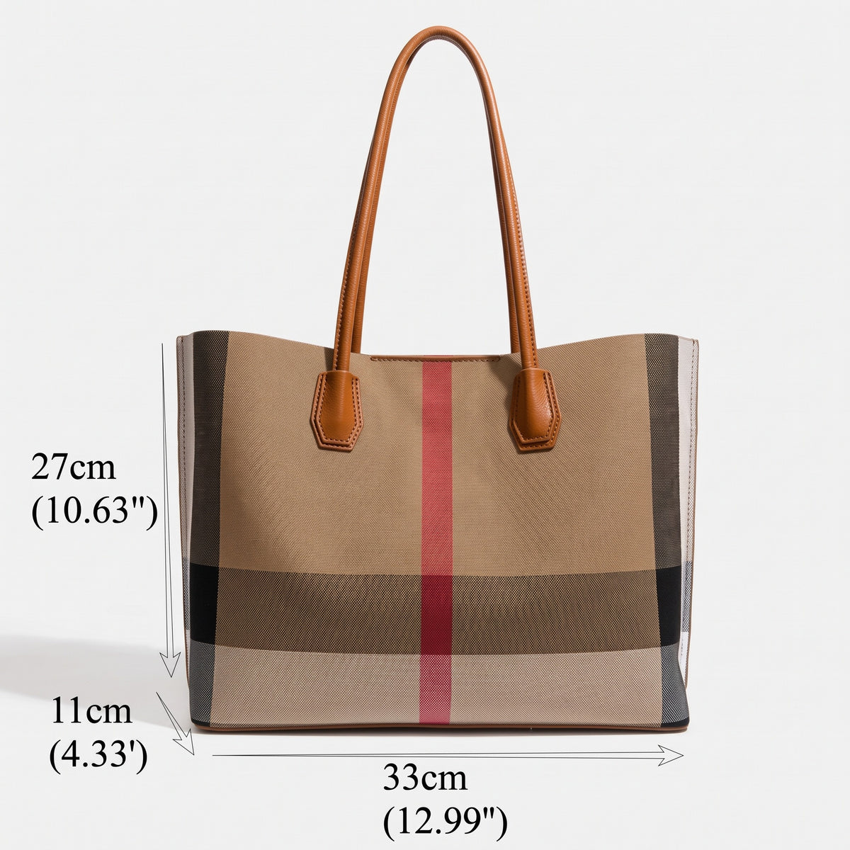 Borsa tote classica a blocchi di colore in ecopelle vegana a quadri britannici