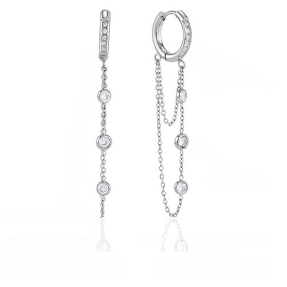 Modern Luxury Double Layer Station Chain Earrings