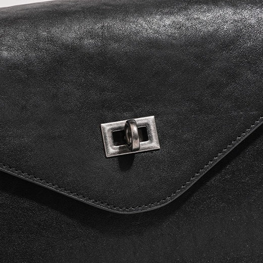 Retro Geometric Envelope Genuine Leather Messenger Clutch Bag
