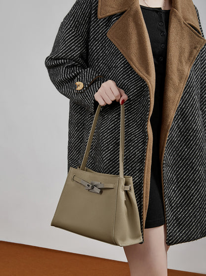 Sophisticated Kelly Genuine Leather Large Capacity Versatile Bucket Tote Bag