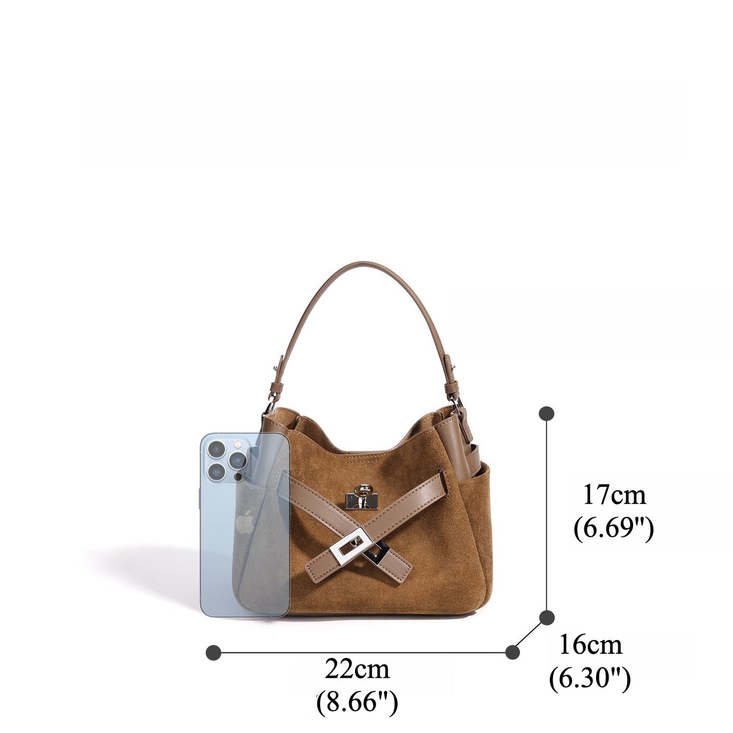 Effortless Suede Genuine Leather Bucket Clutch Bag