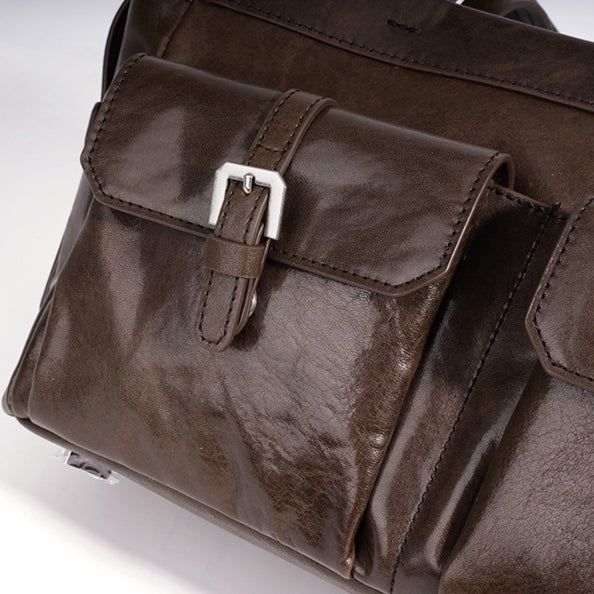 Vintage Genuine Leather Cargo Satchel Clutch Bag