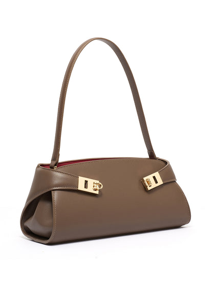 Graceful Genuine Leather Baguette Clutch Bag