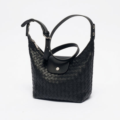 Elegant Woven Genuine Leather Hobo Clutch Bag