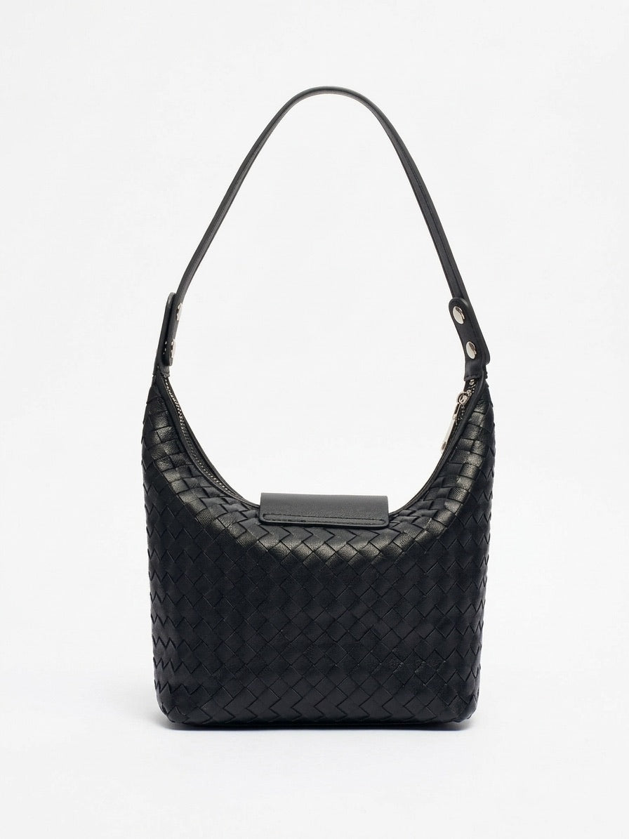Elegant Woven Genuine Leather Hobo Clutch Bag