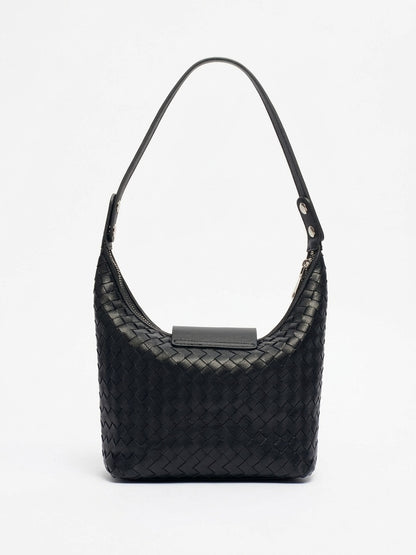 Elegant Woven Genuine Leather Hobo Clutch Bag