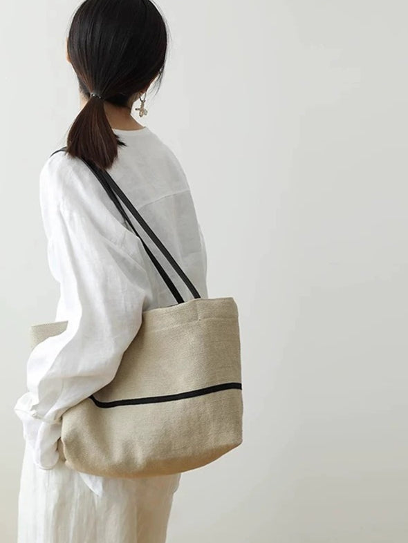 Minimalist Effortless Linen Tote Clutch Bag