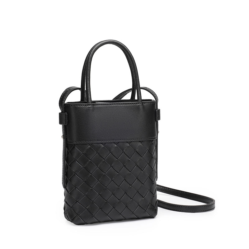 Mini borsa clutch artigianale intrecciata in vera pelle di agnello