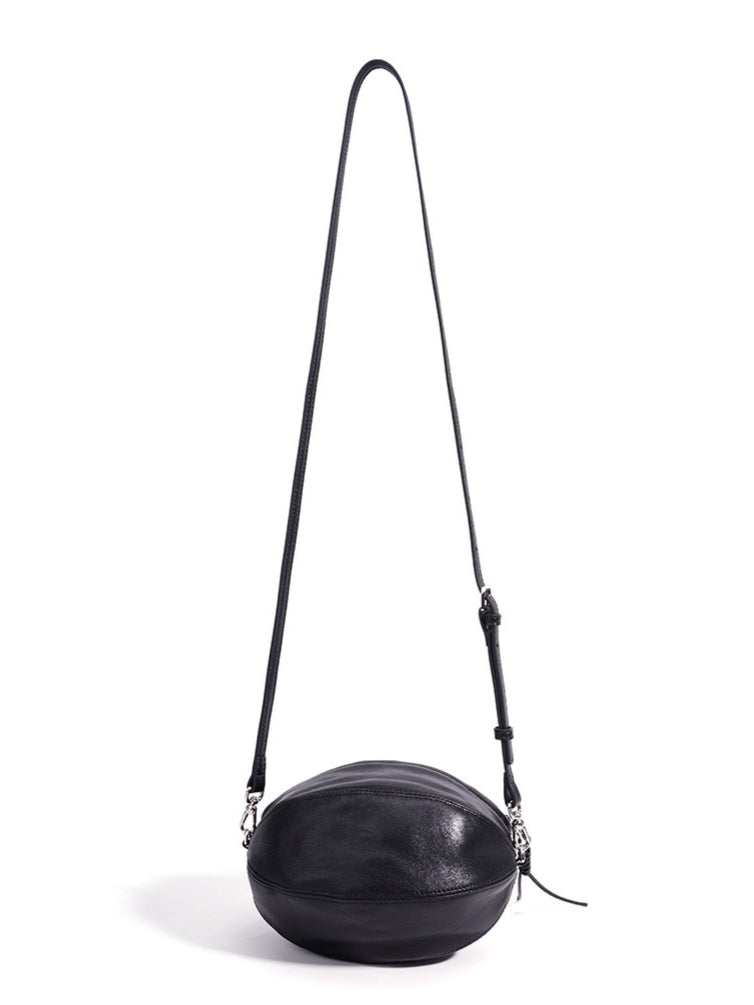 Modern Supple Genuine Sheepskin Leather Oval Rugby Clutch Bag