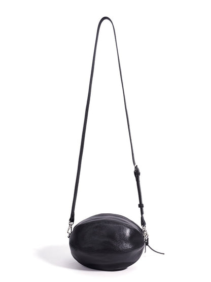 Modern Supple Genuine Sheepskin Leather Oval Rugby Clutch Bag