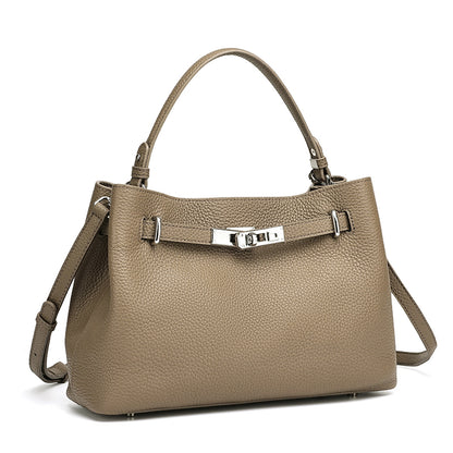 Sleek Genuine Leather Satchel Clutch Bag
