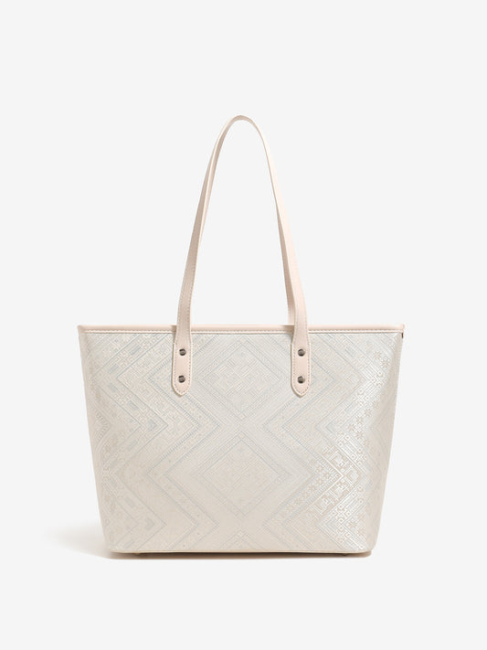 Refined Geometric Jacquard Vegan Eco-Leather Tote Clutch Bag